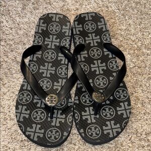 Tory Burch Black and Gray flip flops